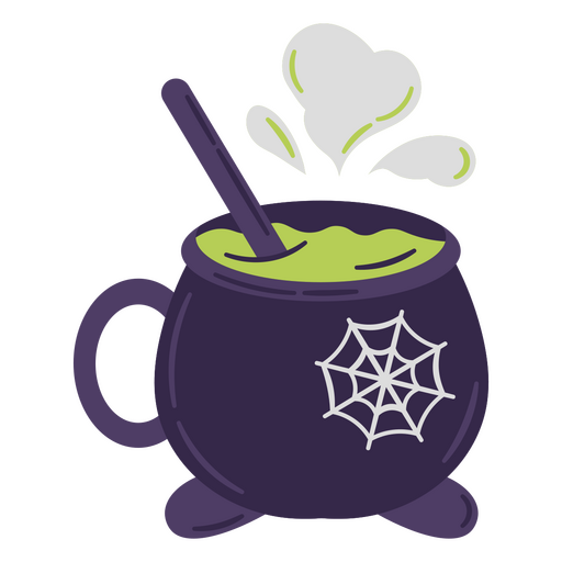 Diseño de caldero de Halloween con poción burbujeante. Diseño PNG