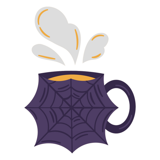 Xícara de café roxa com web design de aranha Desenho PNG