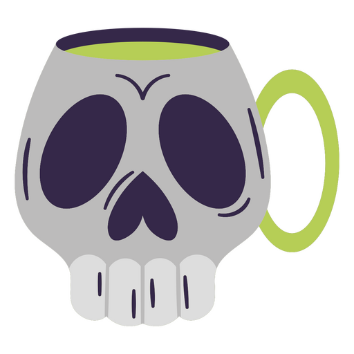 Diseño de taza de calavera divertida con acentos verdes vibrantes Diseño PNG