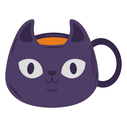 Lindo diseño de taza de gato con características divertidas. Diseño PNG