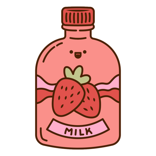 Verspielte Erdbeermilchflaschenillustration PNG-Design