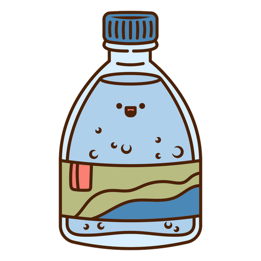 Ilustración lúdica de una botella de agua Diseño PNG