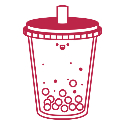 Diseño de taza de té de burbujas rosa y negro. Diseño PNG