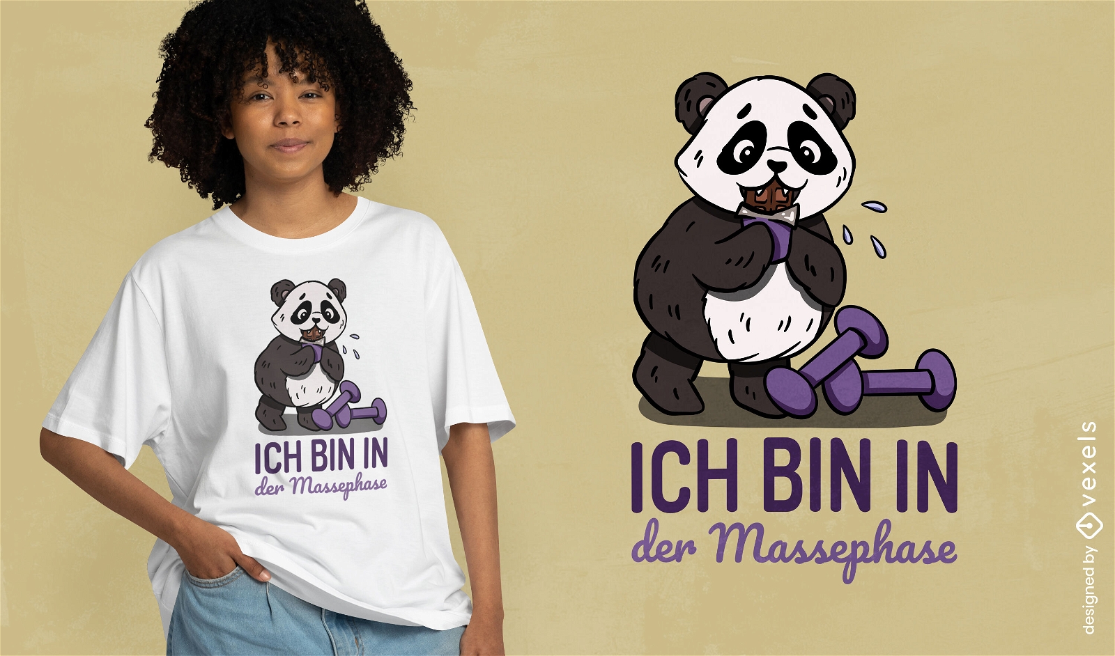 T-Shirt-Design mit Workout-Panda