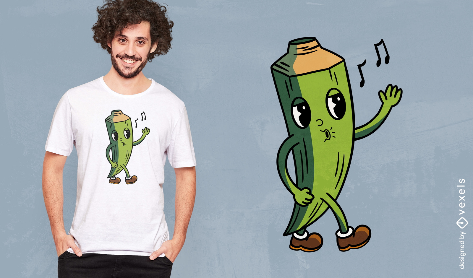 Diseño de camiseta cantando okra.