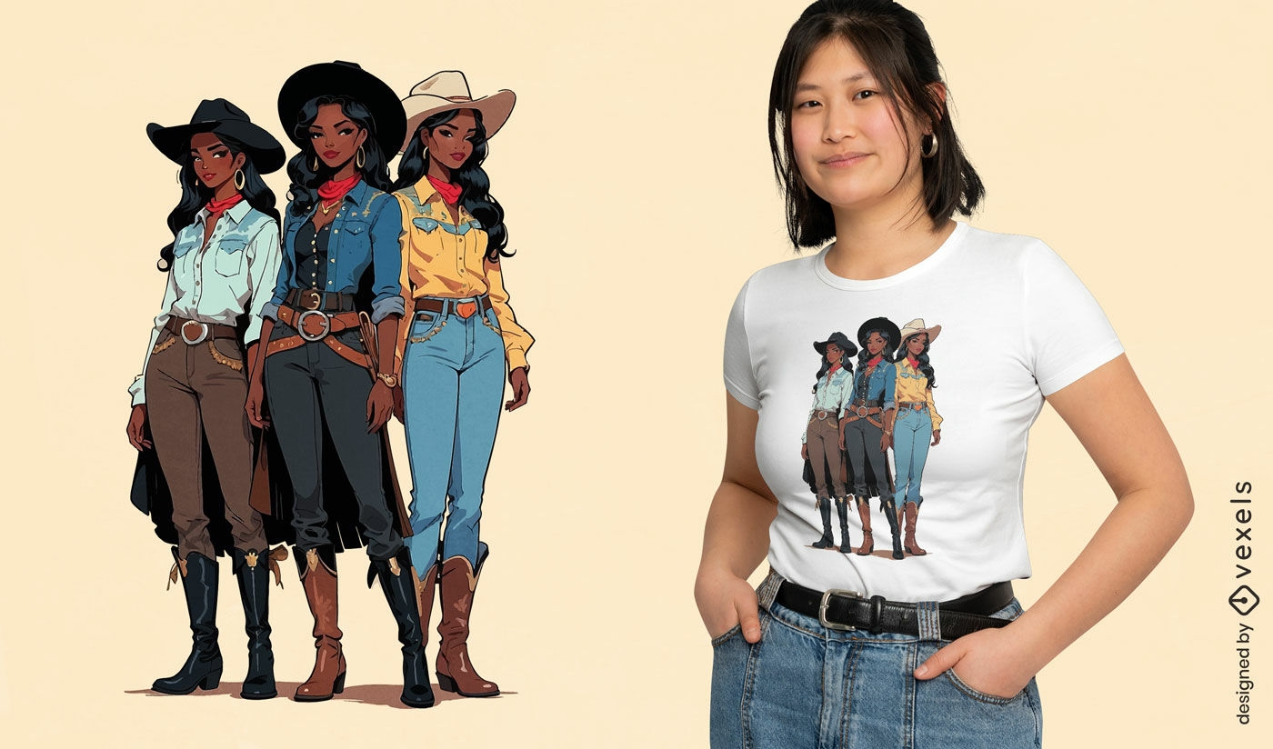 Cowgirls-Gruppen-T-Shirt-Design