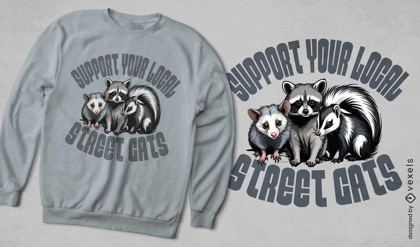 Diseño de camiseta de apoyo de gatos callejeros.
