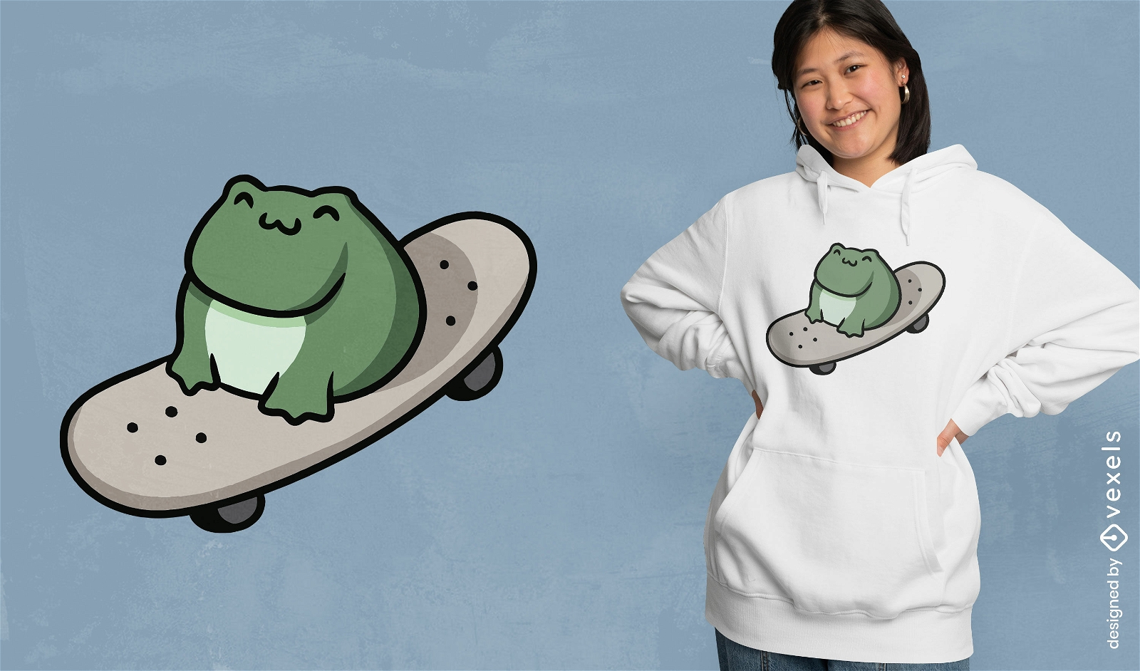 Frog skateboarding t-shirt design