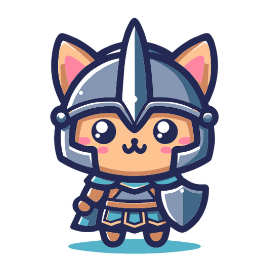 Diseño de personaje de adorable caballero gato. Diseño PNG