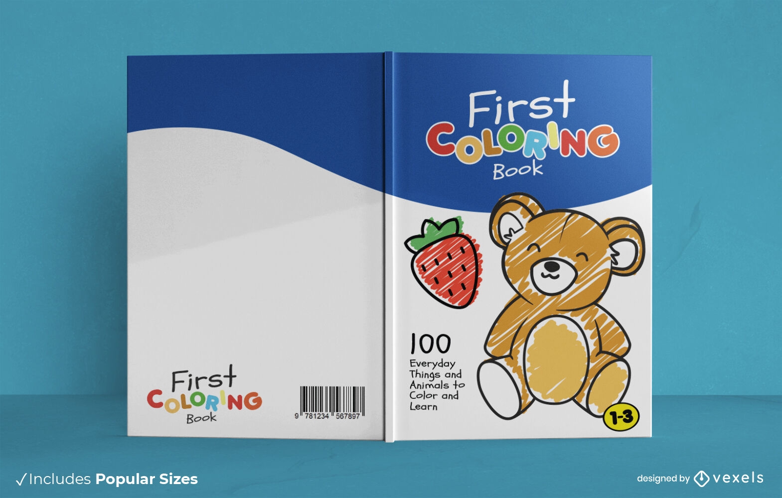 Diseño de portada de libro de oso y fresa.