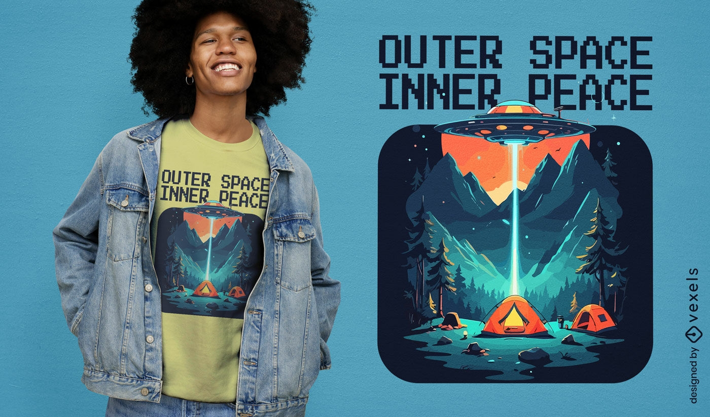 Outer space camping t-shirt design