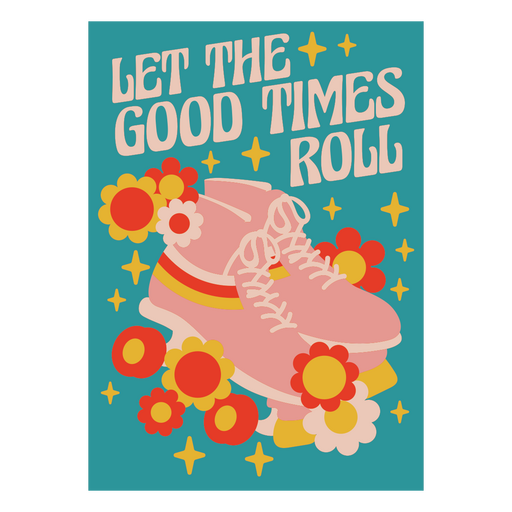 Vintage-Rollschuhgrafik mit Blumenmuster PNG-Design