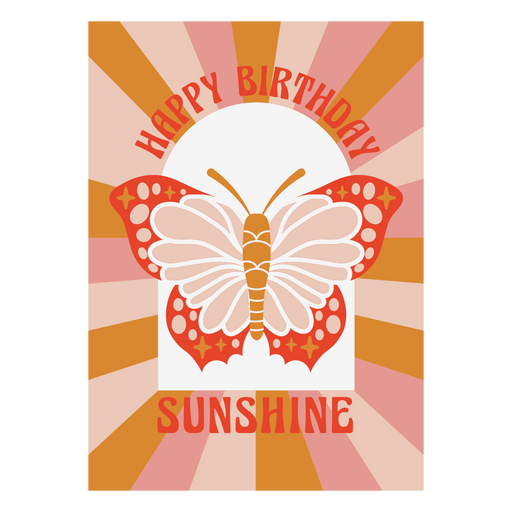 Feliz cumpleaños mariposa sol Diseño PNG