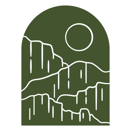 Pôr do sol verde e design de paisagem de montanha Desenho PNG