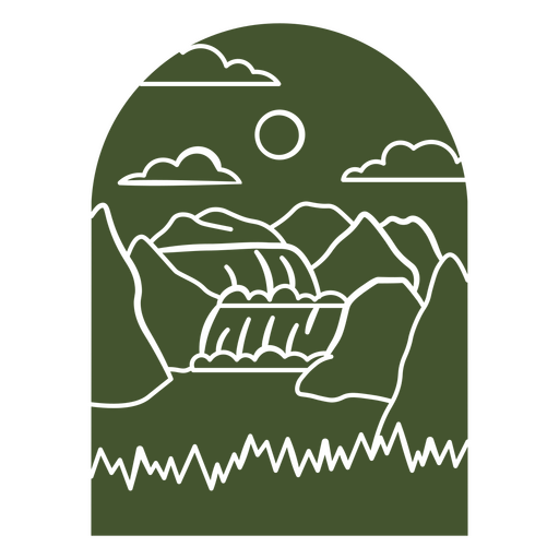 Projeto paisagístico de cachoeira de montanha Desenho PNG