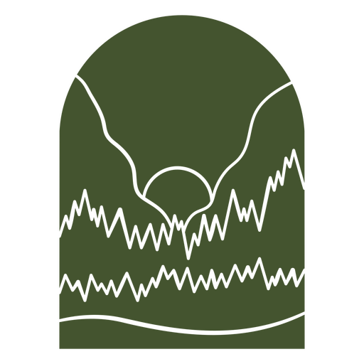 Grüner Berg und eine Sonne in der Mitte PNG-Design