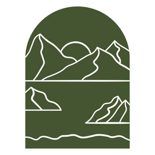 Projeto paisagístico de pôr do sol em montanha verde Desenho PNG