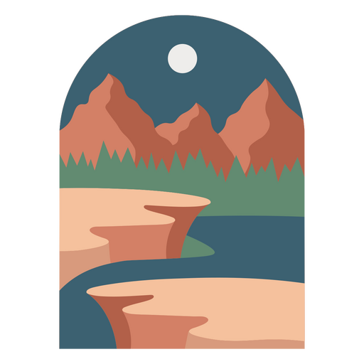 Ilustração elegante de paisagem montanhosa Desenho PNG