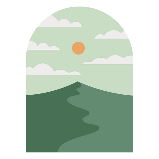 Ilustración de un paisaje natural sereno Diseño PNG