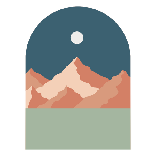 Paisaje de montaña y luna llena  Diseño PNG