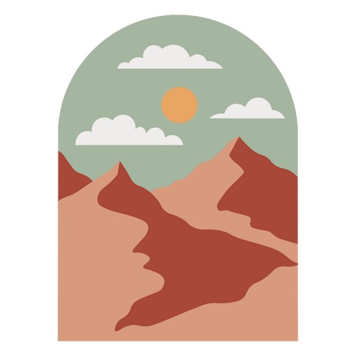 Stylish mountain landscape art print PNG Design