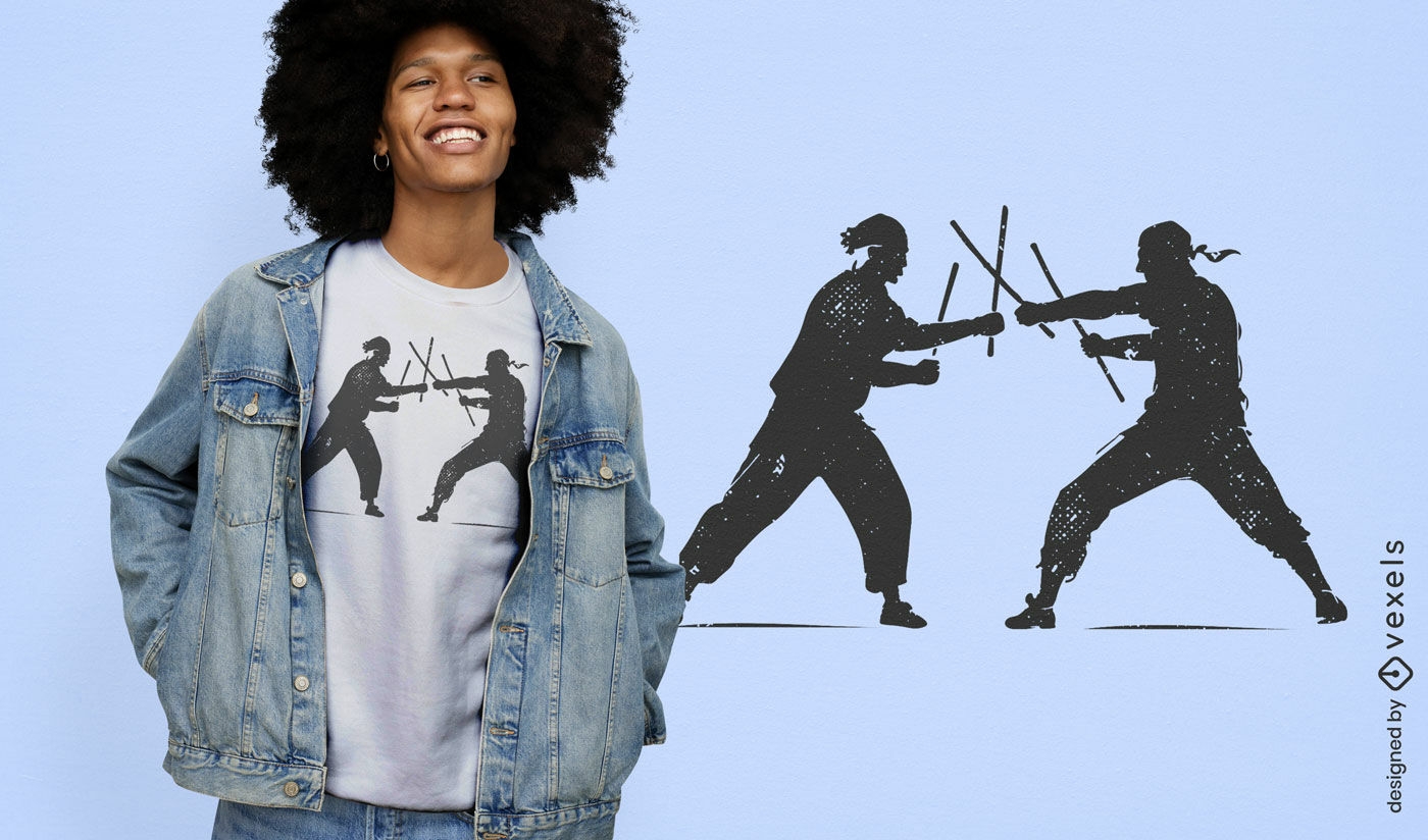 Design de camiseta para duelo de artes marciais