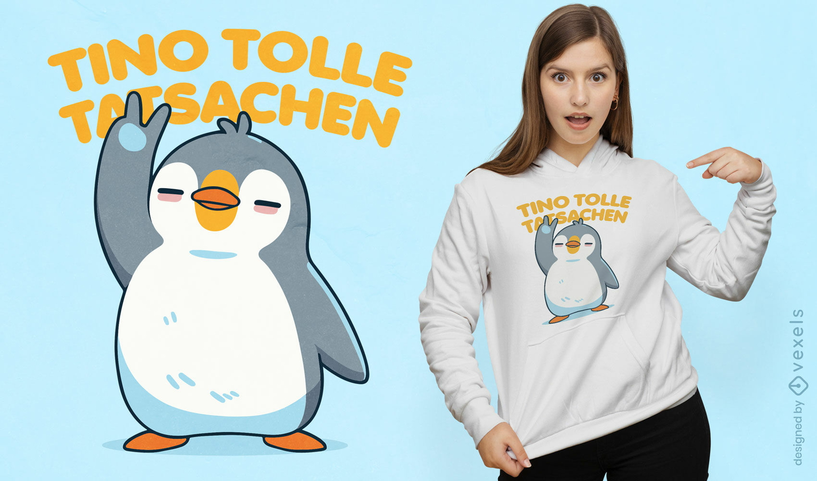 Diseño de camiseta de dibujos animados con cita de pingüino.