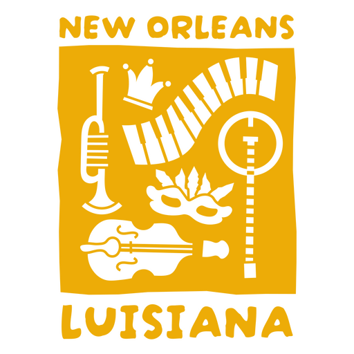 Design de Nova Orleans, Louisiana, com elementos musicais Desenho PNG
