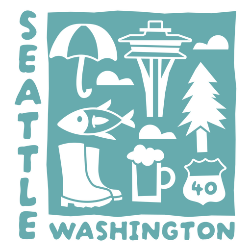 Elemente aus Seattle, Washington PNG-Design