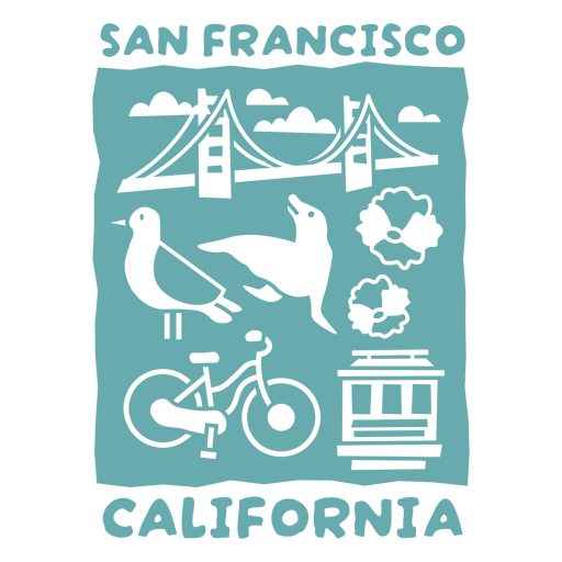 San francisco landmarks and icons illustration PNG Design
