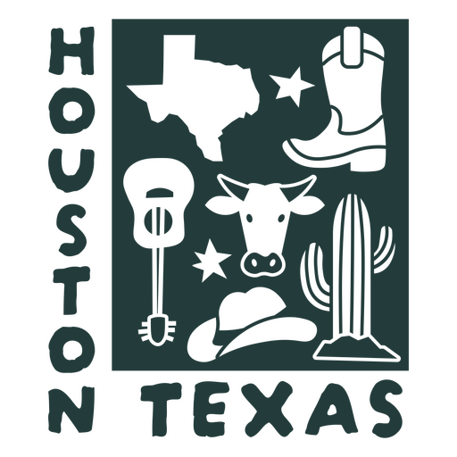 Houston-Design im Texas-Stil mit ikonischen Symbolen PNG-Design