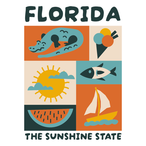 Diseño gráfico caprichoso con temática de Florida Diseño PNG