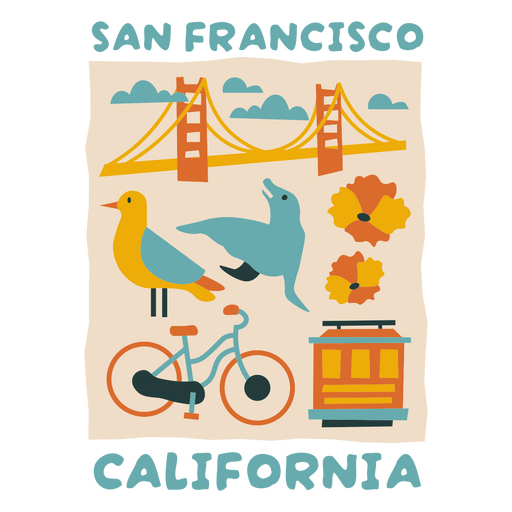 San francisco california landmarks design PNG Design