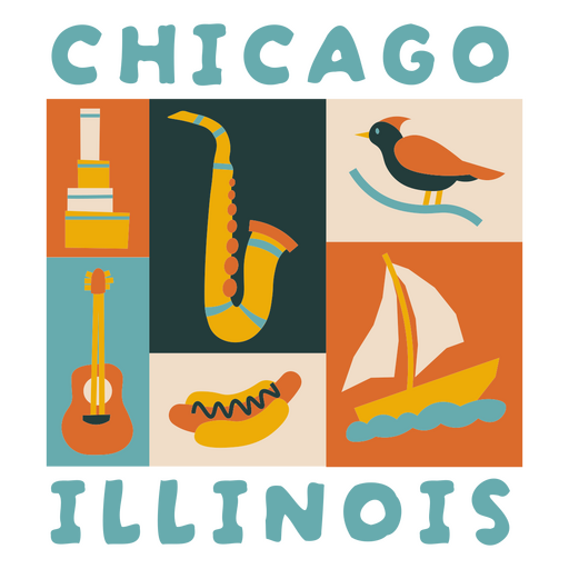 Elementos de Chicago Illinois Desenho PNG