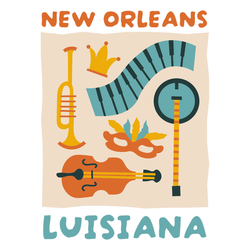 Diseño gráfico lúdico con temática musical de Nueva Orleans Diseño PNG