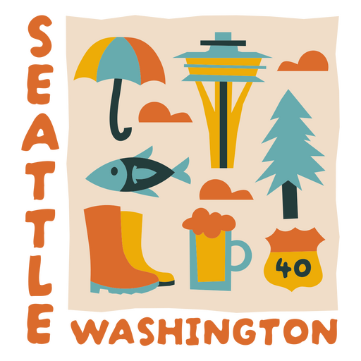 Seattle washington landmarks design PNG Design