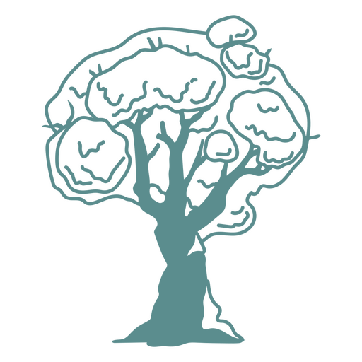 Stilisierte Baumillustration mit einzigartigem wolkenähnlichem Laub PNG-Design