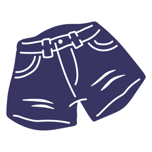 Blue denim shorts with a belt loop design PNG Design