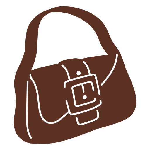 Monedero de piel marrón con hebilla metálica y cierre. Diseño PNG