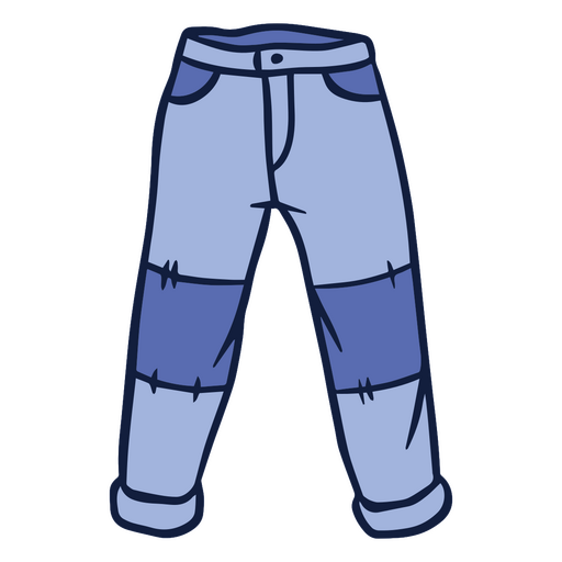 Design estiloso de calças jeans com patchwork Desenho PNG