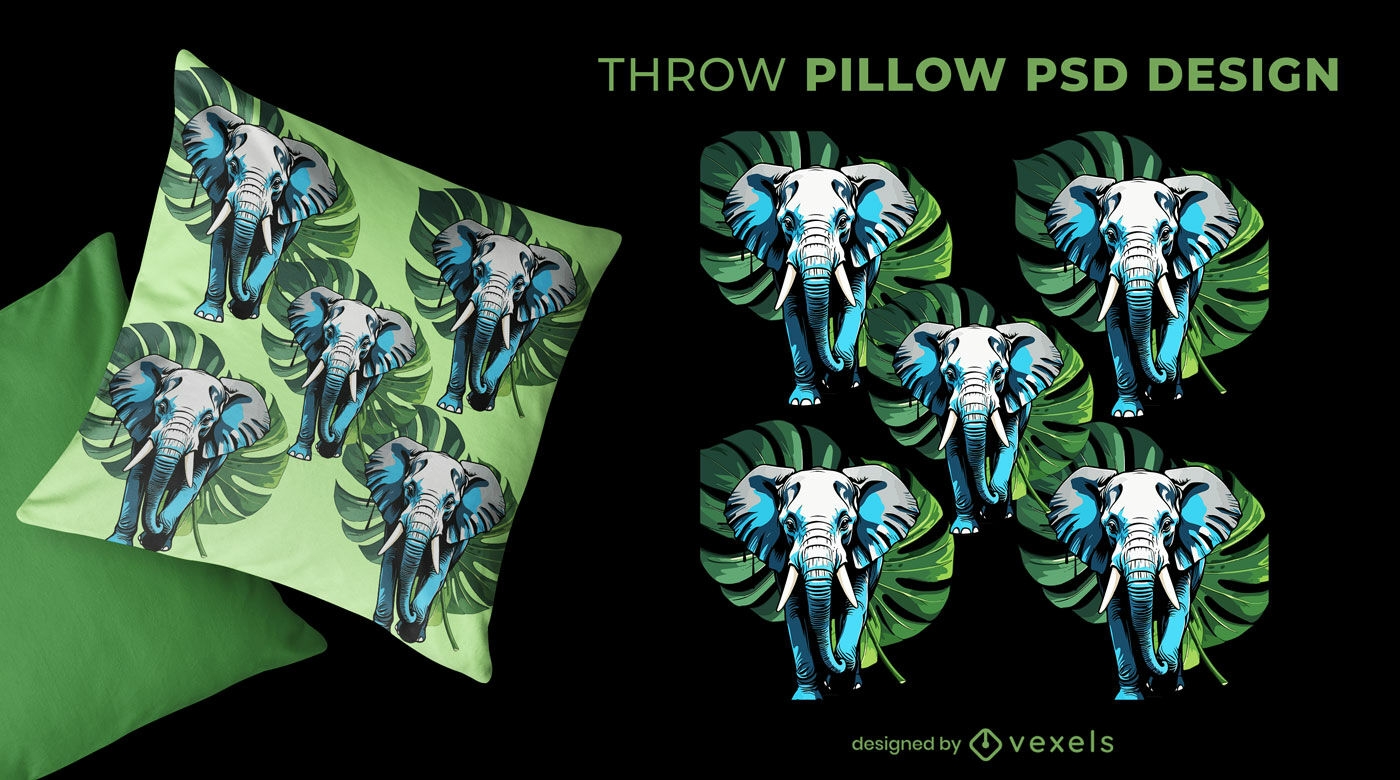 Elephant-themed throw pillow design