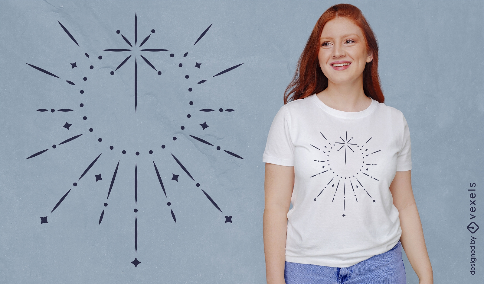 Diseño de camiseta minimalista starburst.