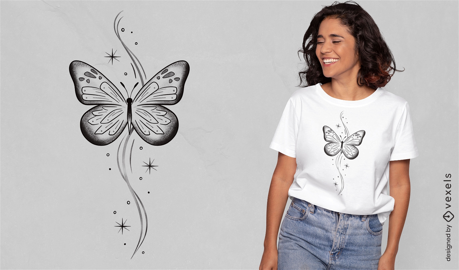 Diseño de camiseta de arte mariposa.