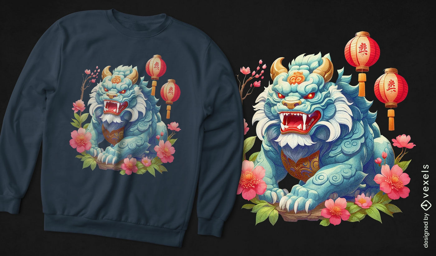 Chinesisches Wächterlöwen-T-Shirt Design