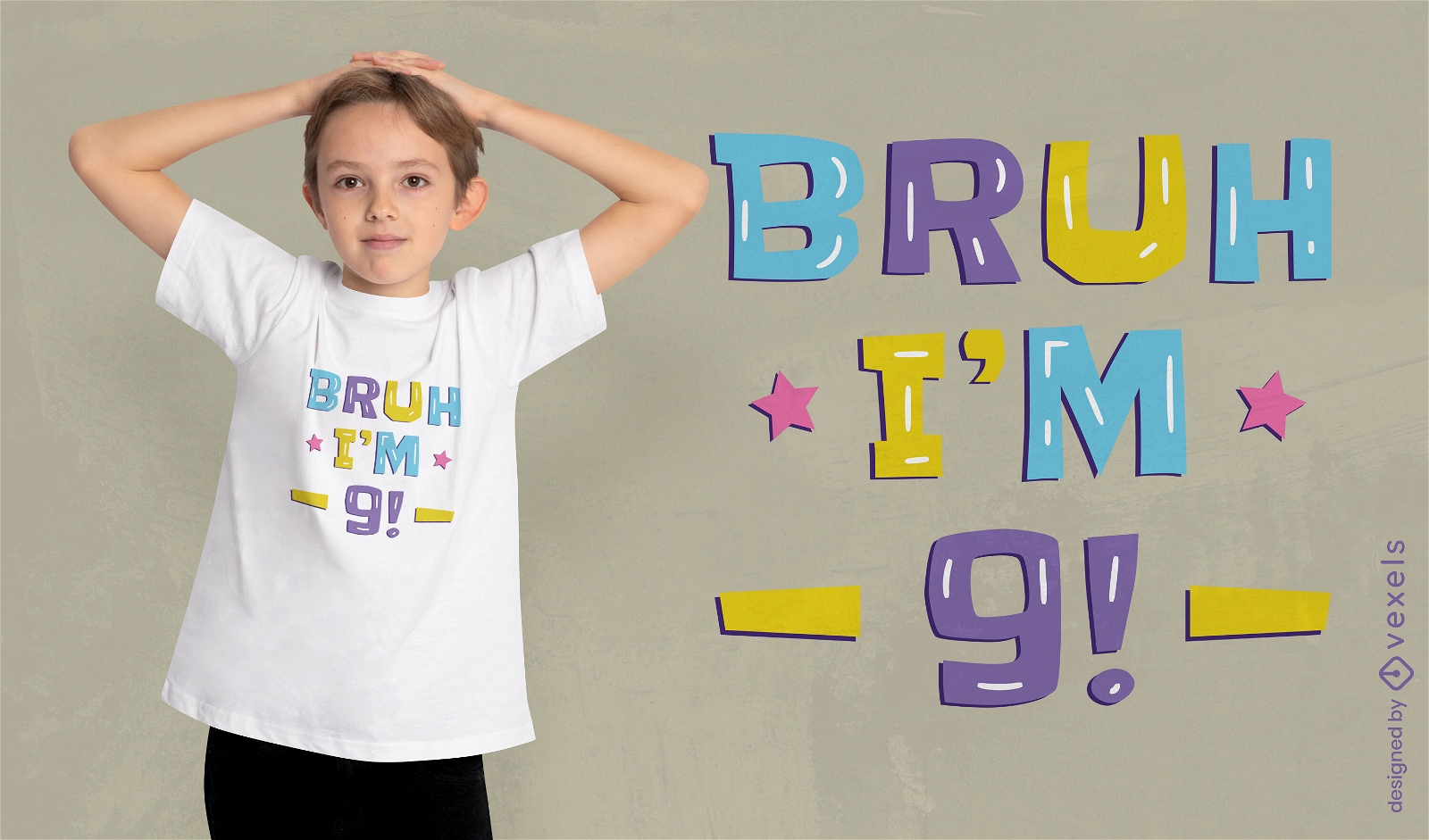 Design de camiseta para aniversário de 9 anos