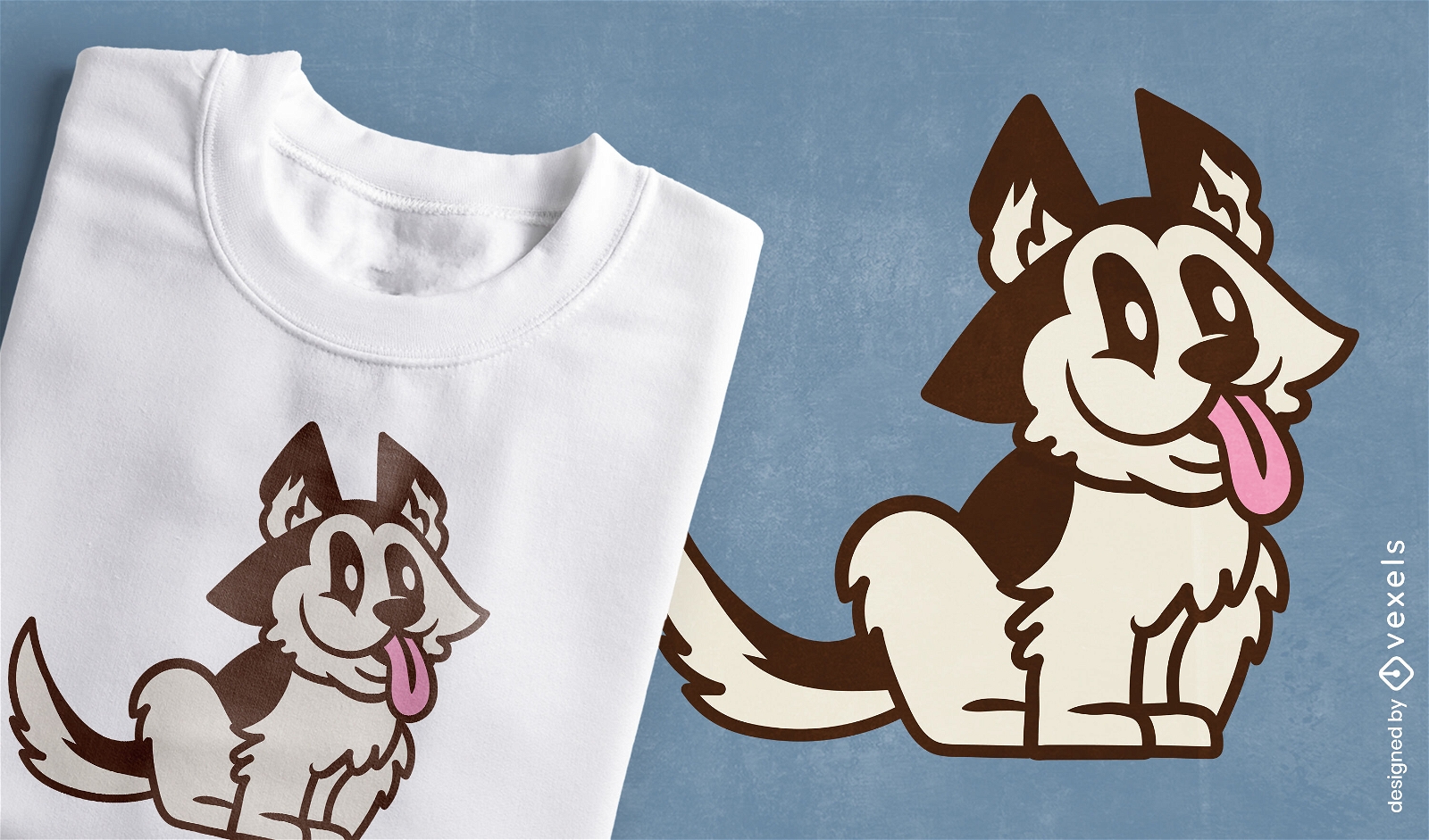 T-Shirt-Design mit Cartoon-Shetland-Schäferhund