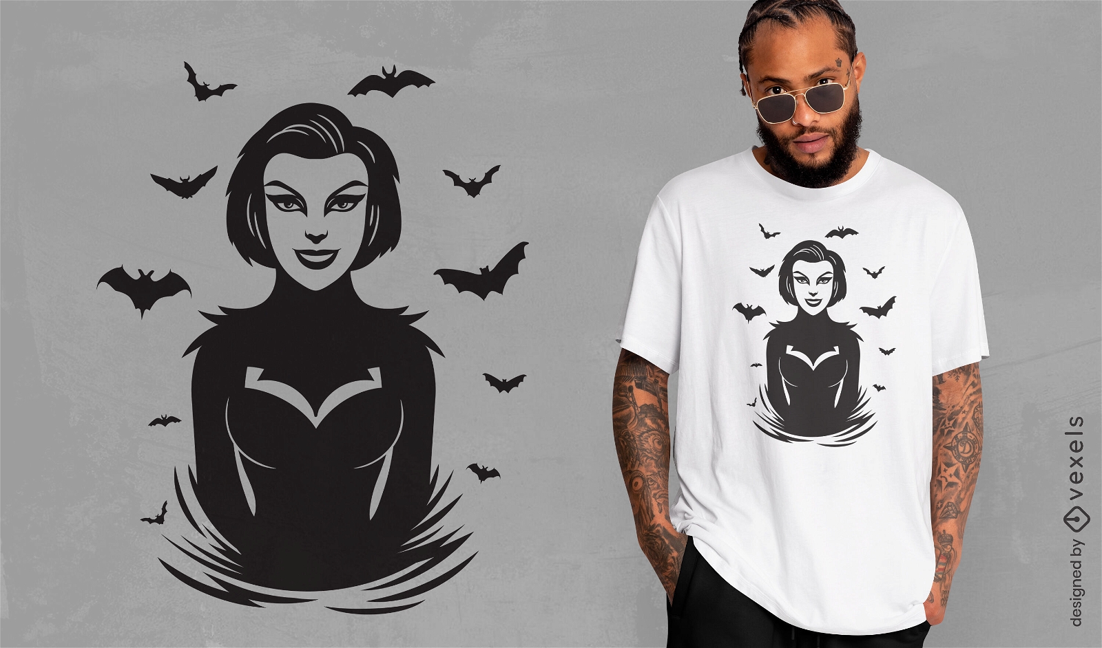 Diseño de camiseta de mujer vampiro gótico.