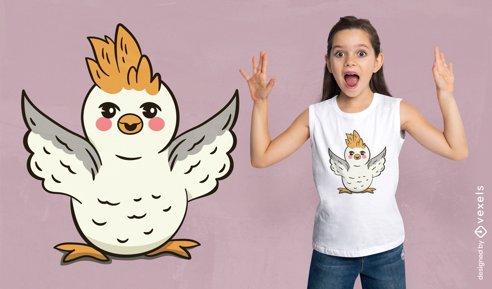 Charming cartoon cockatiel t-shirt design