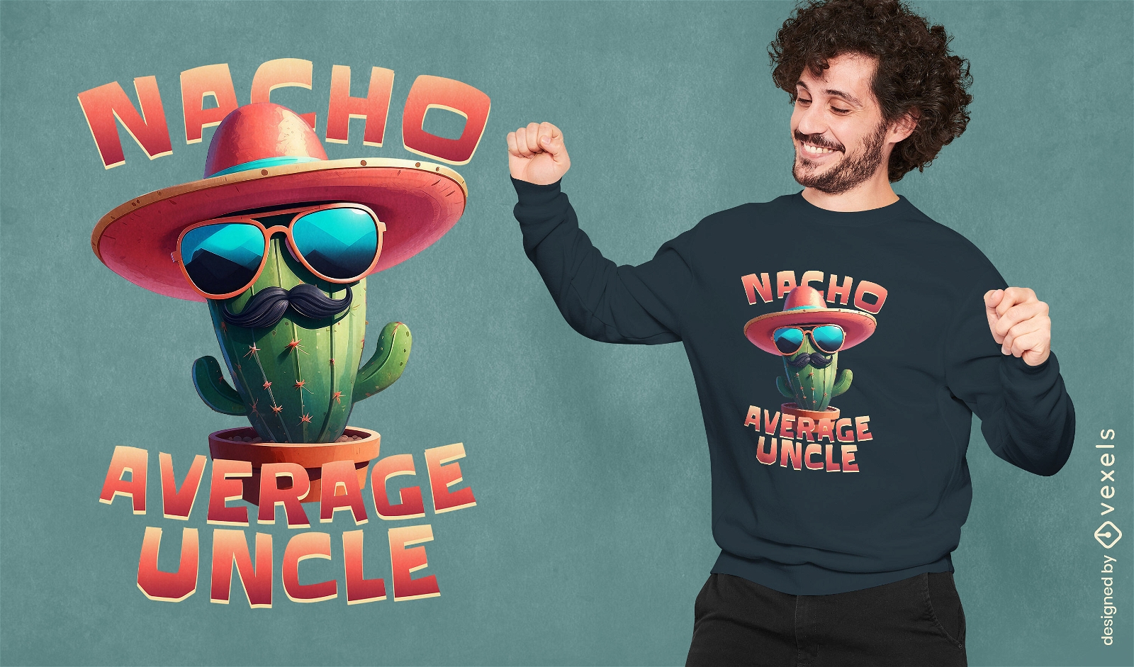 Wortspiel mit Kaktus-Onkel-T-Shirt-Design