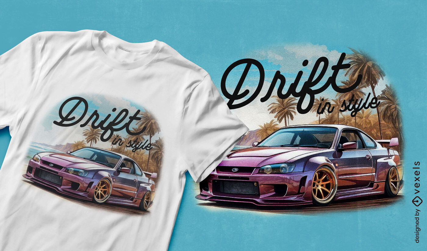 T-Shirt Design mit Drift-Auto-Slogan